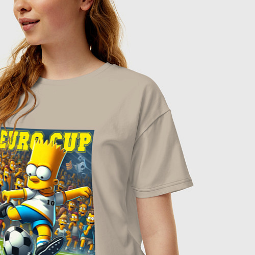 Женская футболка оверсайз Euro cup - Bart Simpson / Миндальный – фото 3