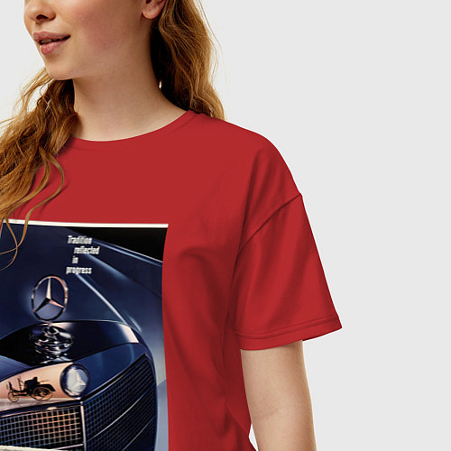Женская футболка оверсайз Mercedes-benz автомобиль ретро / Красный – фото 3