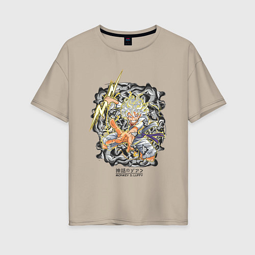 Женская футболка оверсайз One piece молния Moncey D Luffy / Миндальный – фото 1