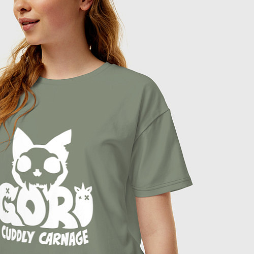 Женская футболка оверсайз Goro cuddly carnage logo / Авокадо – фото 3