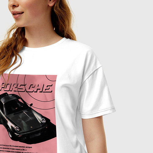 Женская футболка оверсайз Porsche 911 авто / Белый – фото 3