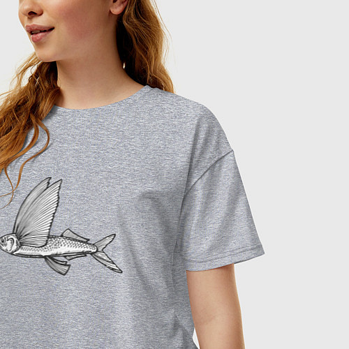Женская футболка оверсайз Летучая рыба / Меланж – фото 3