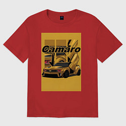 Футболка оверсайз женская Chevrolet Camaro авто, цвет: красный