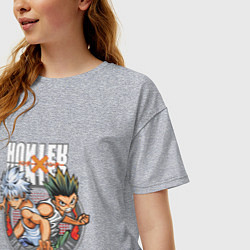 Футболка оверсайз женская Hunter x Hunter Килуа и Гон, цвет: меланж — фото 2