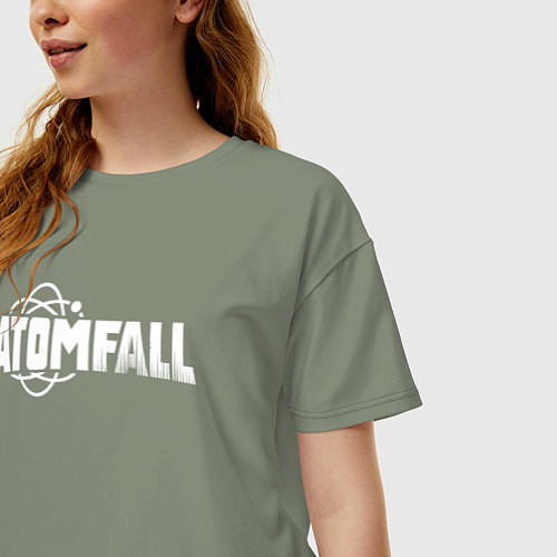 Женская футболка оверсайз Atomfall logo / Авокадо – фото 3