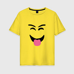 Футболка оверсайз женская Роблокс смешное лицо, цвет: желтый