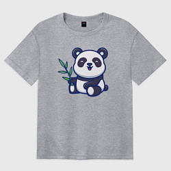 Футболка оверсайз женская Панда с веточкой, цвет: меланж