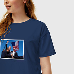 Футболка оверсайз женская Дональд Трамп, цвет: тёмно-синий — фото 2