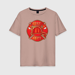 Футболка оверсайз женская Пожарная станция, цвет: пыльно-розовый