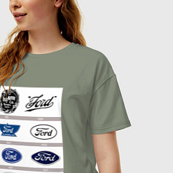 Футболка оверсайз женская Ford логотип, цвет: авокадо — фото 2