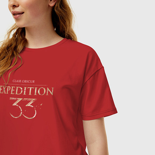 Женская футболка оверсайз Clair Obsur expedition 33 logo / Красный – фото 3