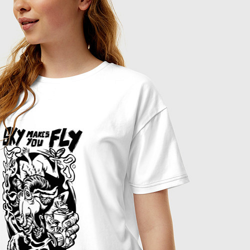 Женская футболка оверсайз Небо зовёт летать / Белый – фото 3