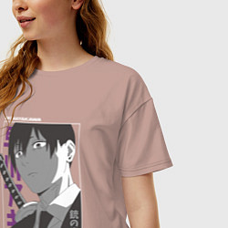 Футболка оверсайз женская Человек-бензопила Аки Хаякава Aki Hayakawa, цвет: пыльно-розовый — фото 2