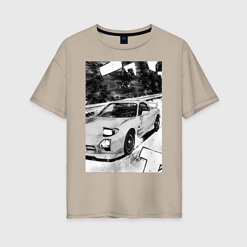 Женская футболка оверсайз Mazda rx-7 авто / Миндальный – фото 1