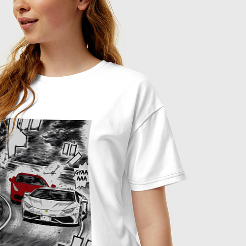 Женская футболка оверсайз Lamborghini initial d / Белый – фото 3