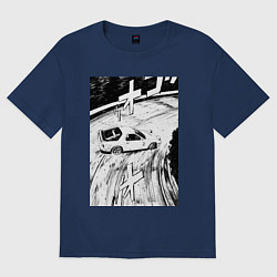 Футболка оверсайз женская Mazda RX-7 гоночный стиль, цвет: тёмно-синий
