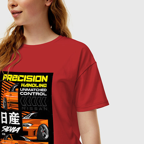 Женская футболка оверсайз Nissan Silvia авто / Красный – фото 3