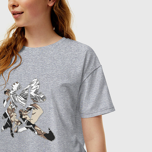 Женская футболка оверсайз Столп Ветра Санеми Шинадзугава Клинок рассекающий / Меланж – фото 3