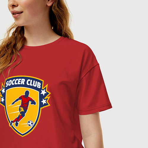 Женская футболка оверсайз Soccer club / Красный – фото 3