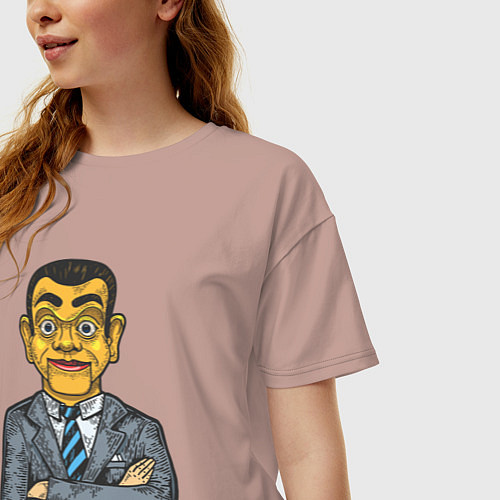 Женская футболка оверсайз Человек кукла / Пыльно-розовый – фото 3