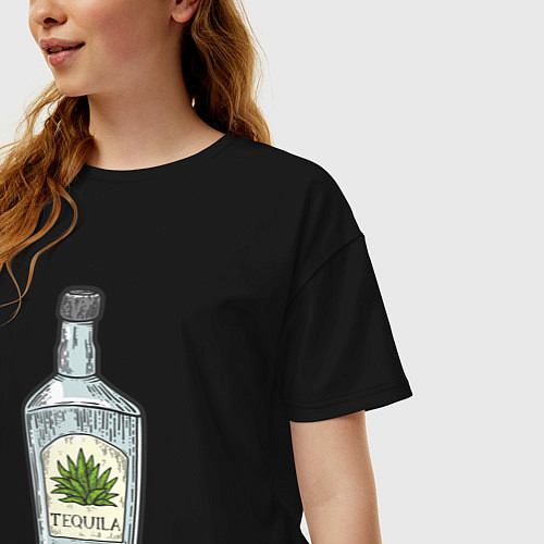 Женская футболка оверсайз Бутылка текилы / Черный – фото 3