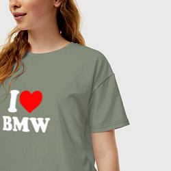 Футболка оверсайз женская I love my BMW, цвет: авокадо — фото 2