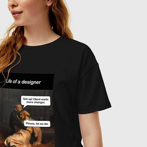 Женская футболка оверсайз Дизайнер / Черный – фото 3
