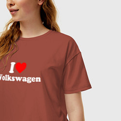 Футболка оверсайз женская I love Volkswagen, цвет: кирпичный — фото 2