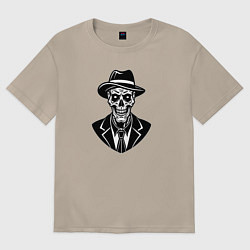 Футболка оверсайз женская Гуль в шляпе и костюме, цвет: миндальный