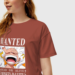 Футболка оверсайз женская Monkey D Luffy - wanted, цвет: кирпичный — фото 2