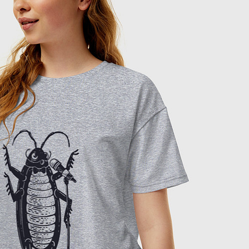 Женская футболка оверсайз Тараканчик певец / Меланж – фото 3