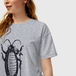 Футболка оверсайз женская Тараканчик певец, цвет: меланж — фото 2