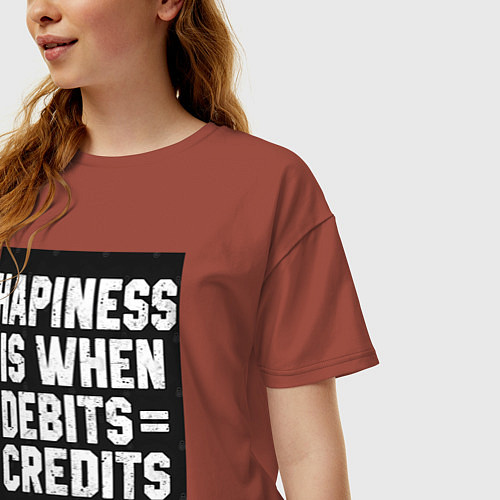 Женская футболка оверсайз Счастье когда дебет сходиться с кредитом / Кирпичный – фото 3