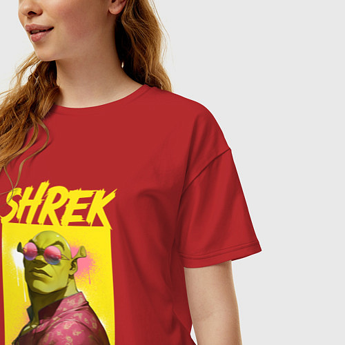 Женская футболка оверсайз Shrek гигачад / Красный – фото 3