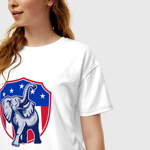 Женская футболка оверсайз Elephant USA / Белый – фото 3