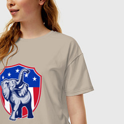 Футболка оверсайз женская Elephant USA, цвет: миндальный — фото 2