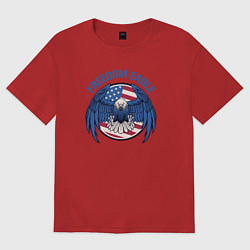 Футболка оверсайз женская США - орёл свободы, цвет: красный