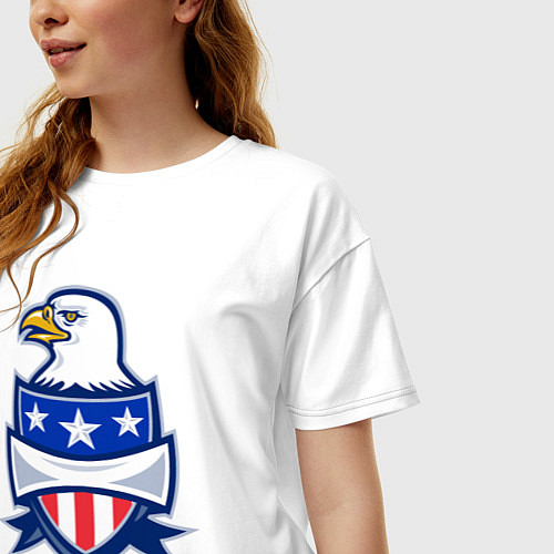 Женская футболка оверсайз Орёл и американский щит / Белый – фото 3