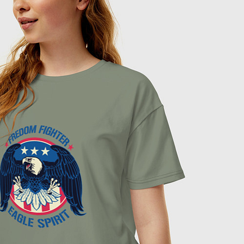 Женская футболка оверсайз Борец за свободу - дух орла / Авокадо – фото 3