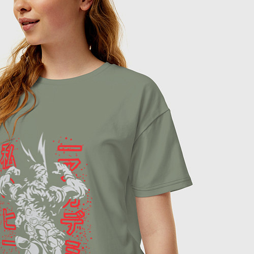 Женская футболка оверсайз Моя геройская академия Изуку Мидория All Might / Авокадо – фото 3