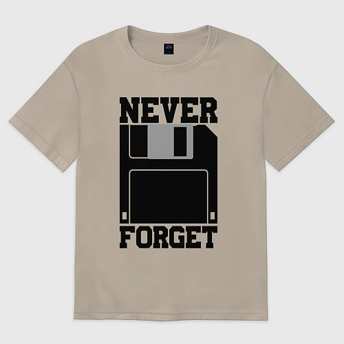 Женская футболка оверсайз Дискета - никогда не забуду - ретро диск / Миндальный – фото 1