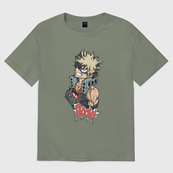 Футболка оверсайз женская Моя геройская академия Бакуго взрыв, цвет: авокадо