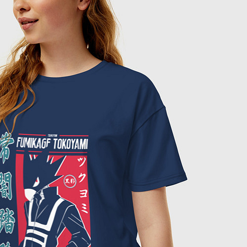 Женская футболка оверсайз Моя геройская академия My Hero Academia Fumikage T / Тёмно-синий – фото 3