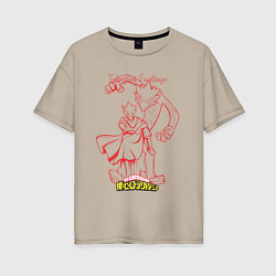 Футболка оверсайз женская Моя геройская академия Такаями, цвет: миндальный