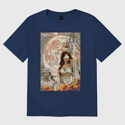 Футболка оверсайз женская Фемида богиня правосудия, цвет: тёмно-синий