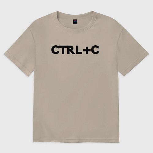 Женская футболка оверсайз Иностранная надпись cntrl c / Миндальный – фото 1