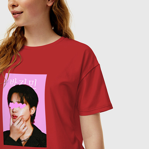 Женская футболка оверсайз Чимин BTS / Красный – фото 3