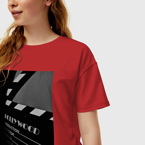 Женская футболка оверсайз Режиссёрская хлопушка / Красный – фото 3