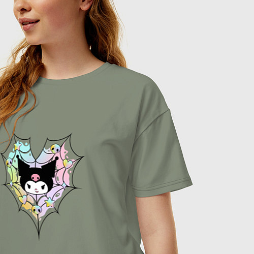 Женская футболка оверсайз Паутина Куроми / Авокадо – фото 3