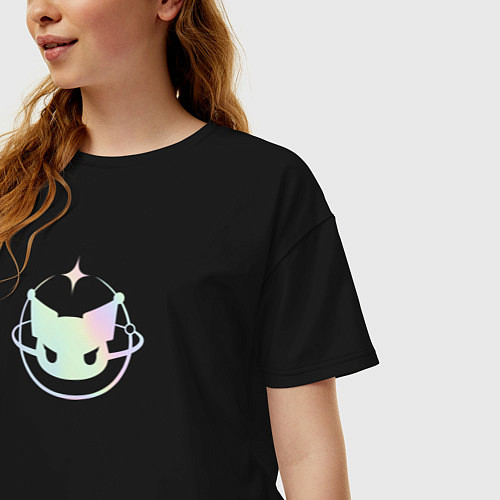 Женская футболка оверсайз Мордочка Куроми / Черный – фото 3